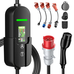 NOEIFEVO Typ2 Mobile Wallbox 11 kW 3-Phasen mit mit EU-Reiseadapter (CEE32/CEE16A/Schuko/Type2 Stecker), 6-16 A Einstellbarer Ladestrom, 1-12 Stunden Verzögerungs-Ladung, CEE 16A auf Typ2 Tragbarer EV-Ladegerät mit 5m Ladekabel, Für alle Typ2 EV & PHEV