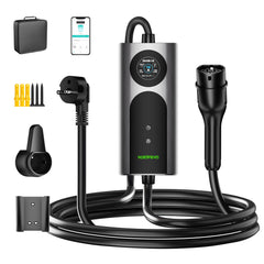 NOEIFEVO CY01 Typ 2 Laddkabel Schuko 220V, 3,7kW Mobil väggbox med APP, 6-16A 1-fas Laddkabel för Alla EVs (IEC 62196-2) & PHEVs