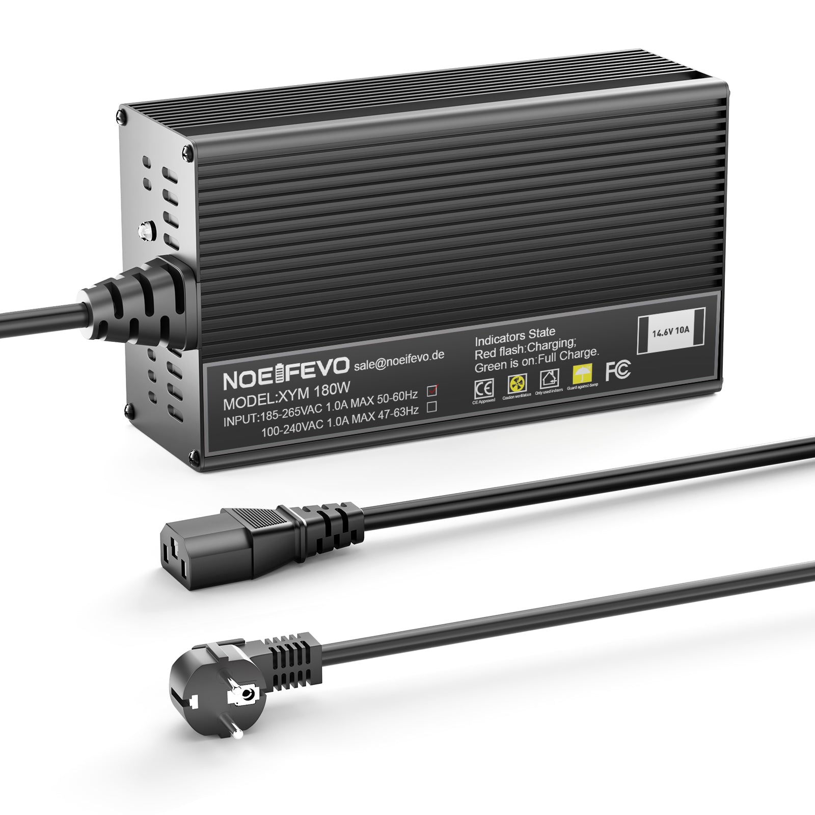 Noeifevo 14.6V 10A LiFePO4 Akku Ladegerät für 12V 12.8V LiFePO4 Batterie, XLR/IEC/XT60/Anderson 50A/M8