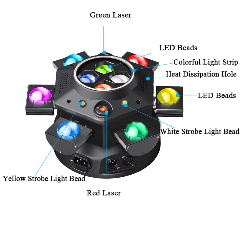 150W Moving Head Scheinwerfer, Laser Stroboskop Effekt, DMX Bühnenlicht, Vollfarb LED Licht, rotierendes DJ-, Disco-, Party- und Barlicht(1pcs)