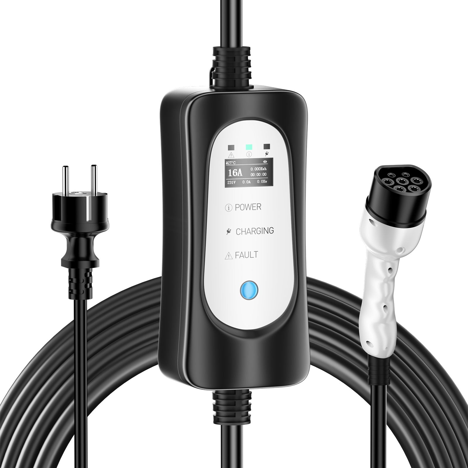 Cargador EV portátil Type2 3.6KW 16A, Type1 cable de carga EV móvil de 5 metros con Schuko