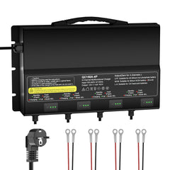 NOEIFEVO 12V 40A 4-banks (10A/bank) universel batterilader, 12V vandtæt LiFePO4 lithium-blybatterilader til campingvogn, båd, motorcykel, plæneklipper, trollingmotor og blybatteri