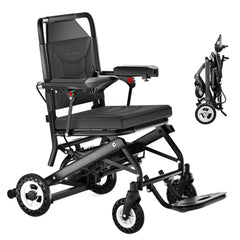 Elektrorollstuhl – 13.6kg,400W Motor, abnehmbarer Lithium-Akku, elektromagnetische Bremse, 100kg Tragkraft,Leicht Rollstuhl Elektrisch Faltbar ideal für Reisen & Alltag