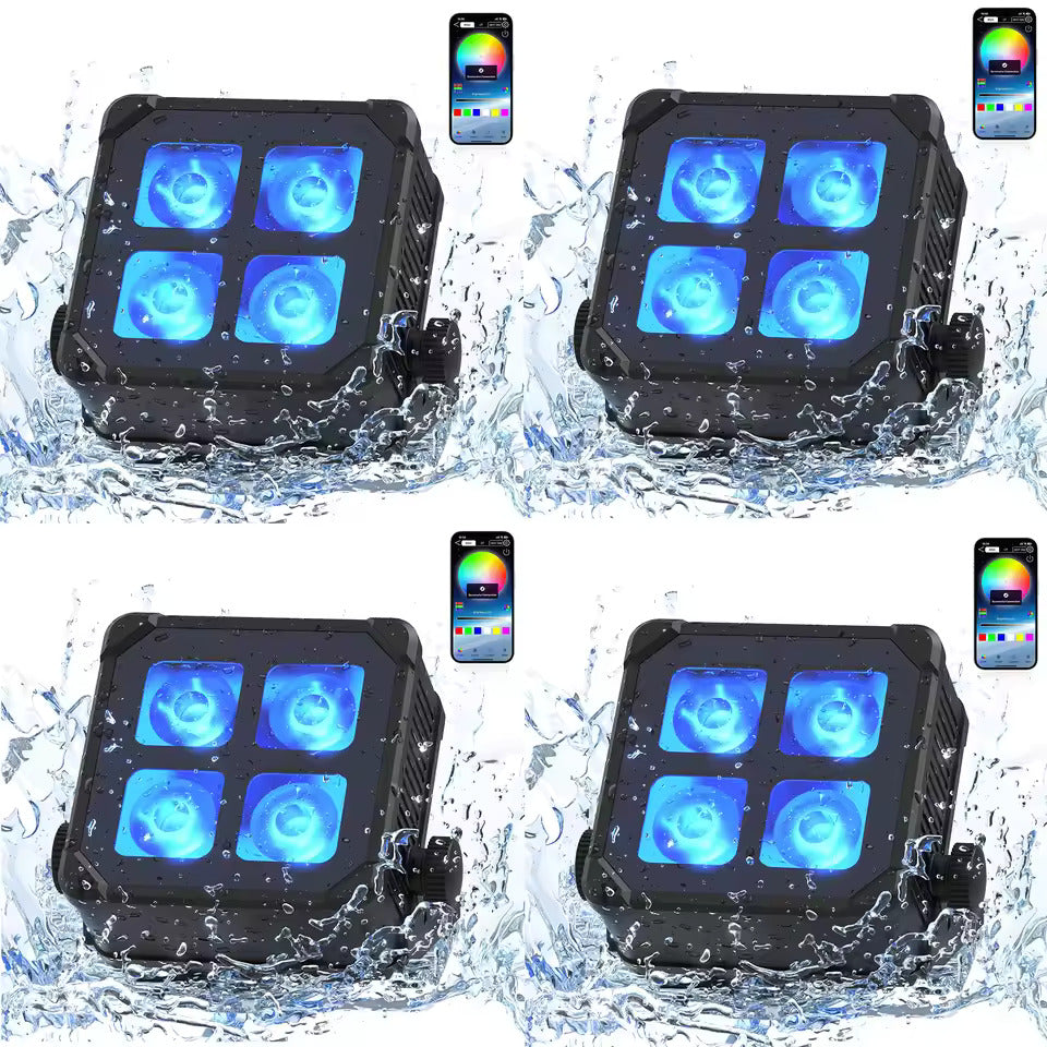 40W voděodolný LED PAR reflektor (4x10W RGBWA+UV) s vestavěnou baterií a DMX ovládáním pro DJs a diskotéky