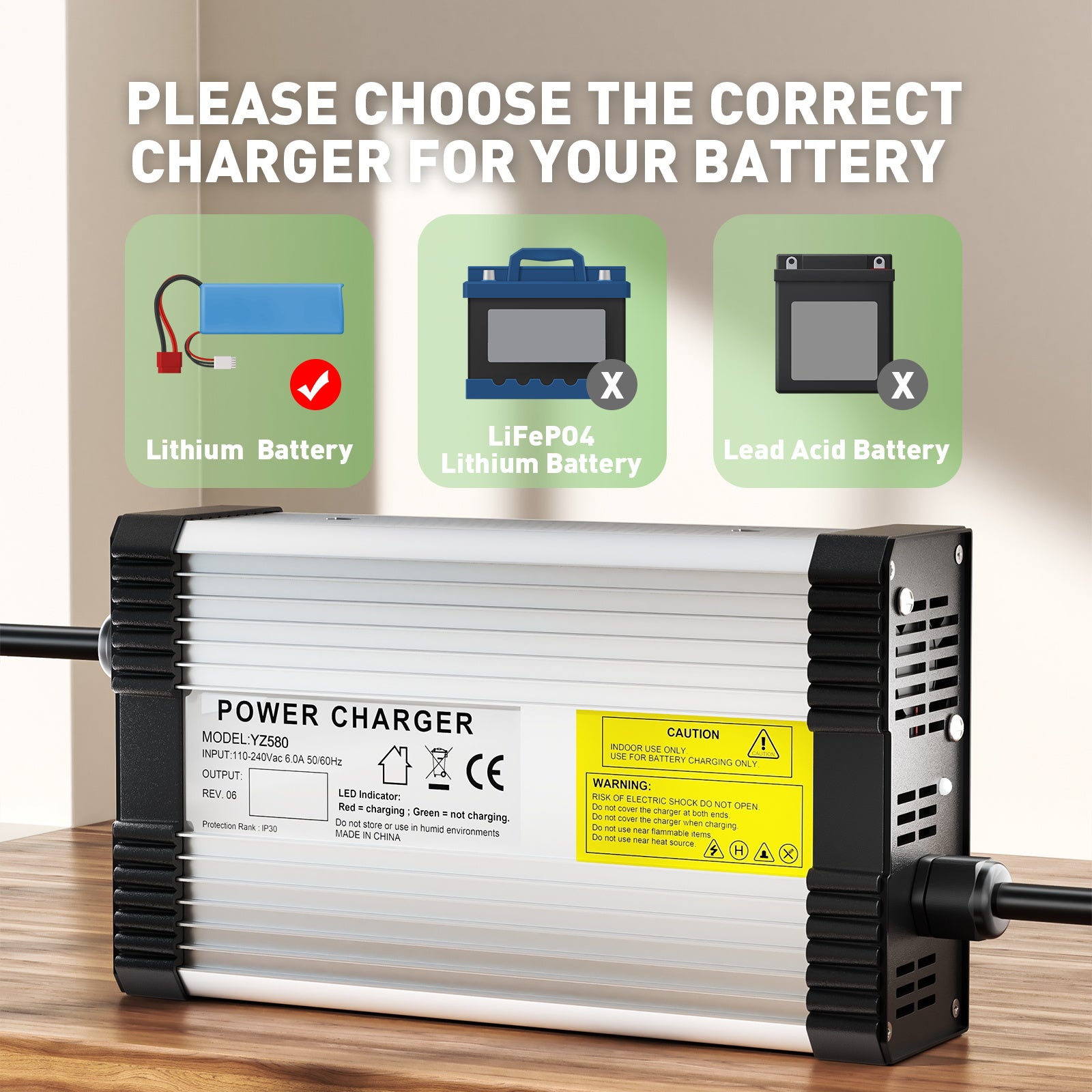 NOEIFEVO 54.6V 8A Caricabatterie per batterie al litio per 13S 48V 48.1V, con ventola di raffreddamento e spegnimento automatico.