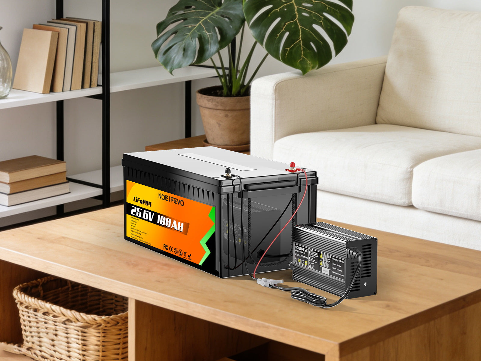 Noeifevo 29,2V 15A LiFePO4 batterilader for 24V 25,6V litiumbatteri, 0V BMS-aktivering, automatisk avstenging med full beskyttelse
​