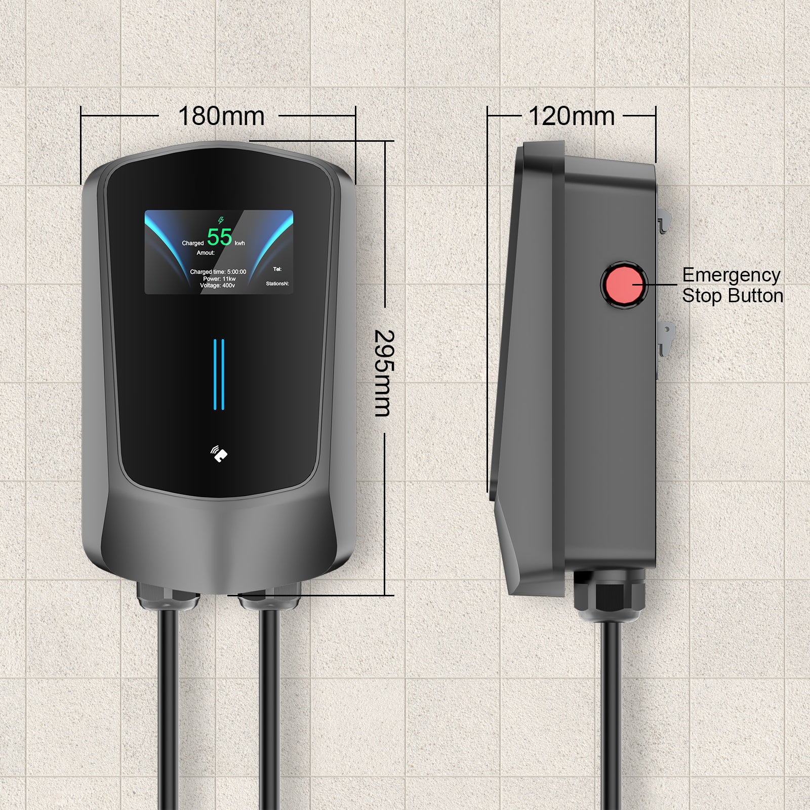 Noeifevo Q6 7KW 11KW 22KW EV Wallboxin latausasema, 5M pikalatauskaapeli vedenpitävä, WiFi valinnainen
​