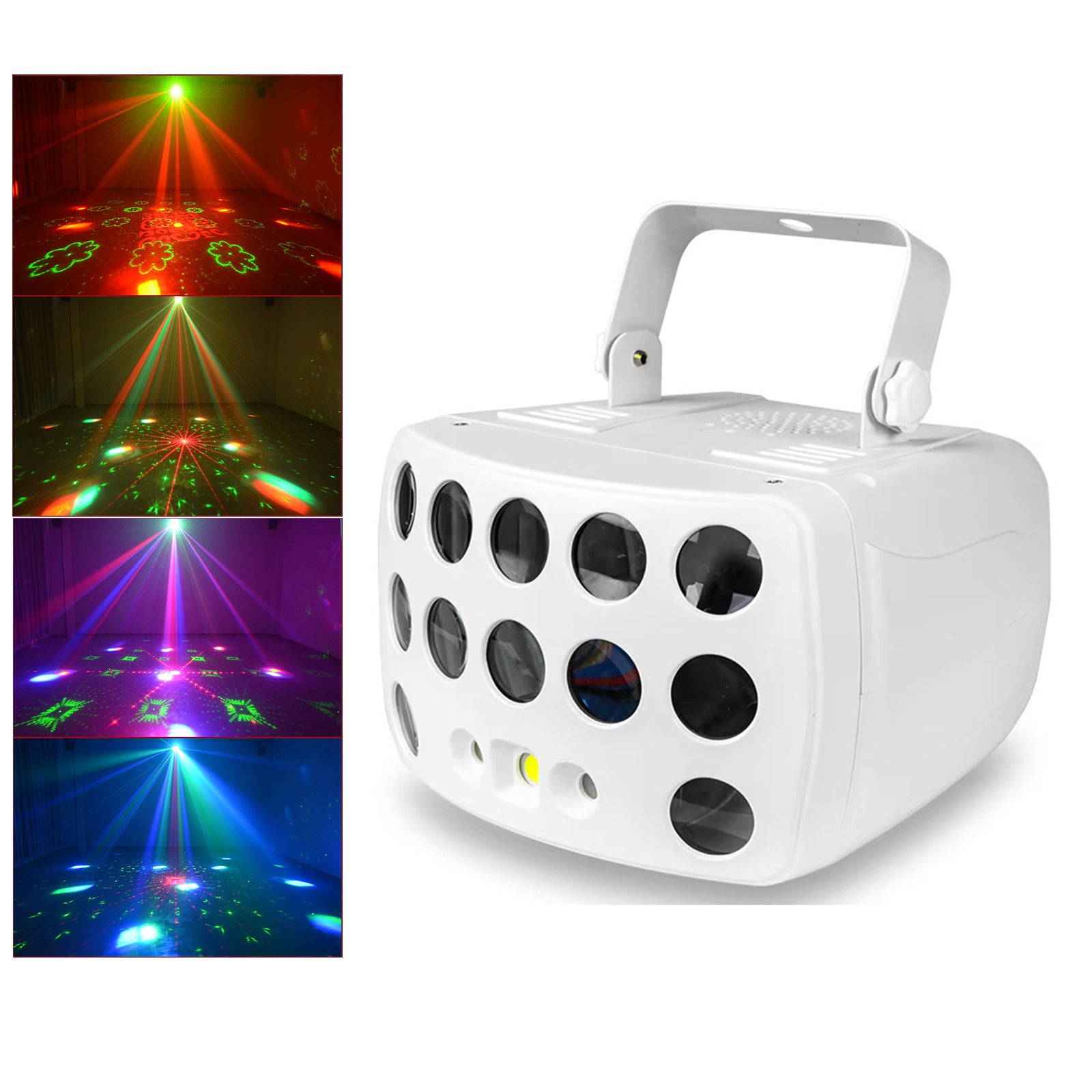3v1 DMX RGBW party světlo, LED laser, stroboskop, disco DJ beam spot, jevištní osvětlení, motýlí světlo pro taneční klub a svatbu