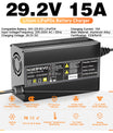 Noeifevo 29,2V 15A LiFePO4 batterilader for 24V 25,6V litiumbatteri, 0V BMS-aktivering, automatisk avstenging med full beskyttelse
​
