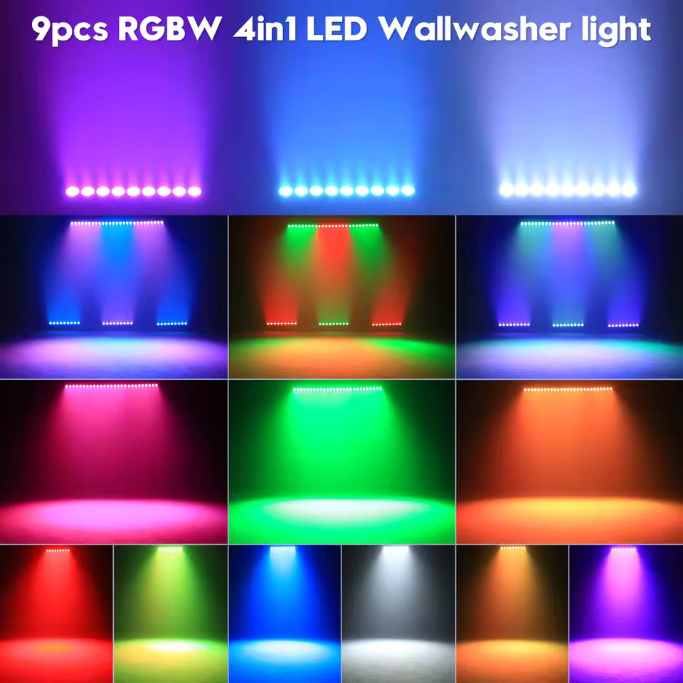 60W Wandfluter, 9 LEDs mit 4-in-1 RGBW-Licht, Bühnenbeleuchtungseffekte, DJ-Partyleuchte, Projektorleuchte, geeignet für Diskotheken und Theater.