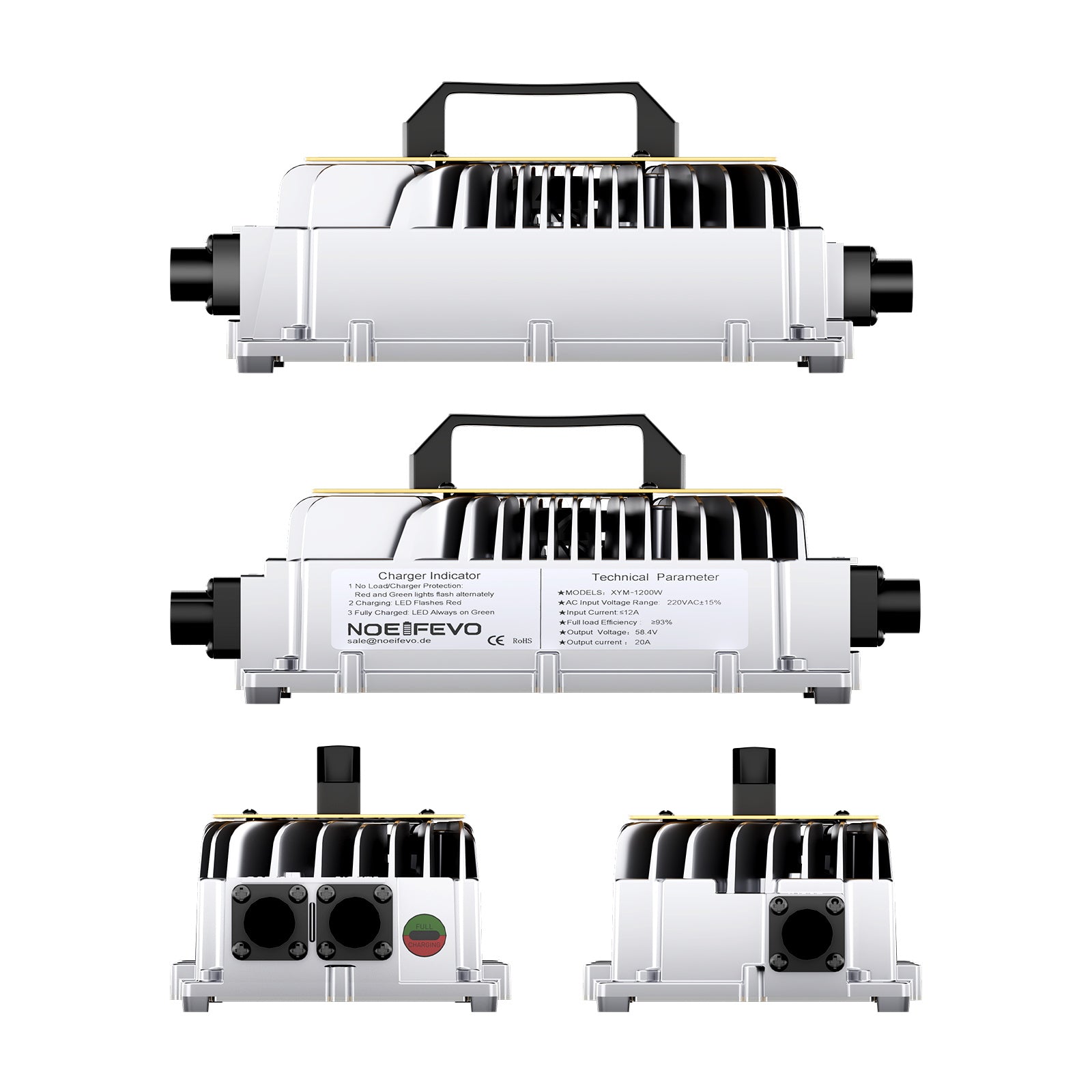 NOEIFEVO 58.4V 20A Lifepo4 batteriladdare för 48V (51.2V)16S Lifepo4 batteripaket