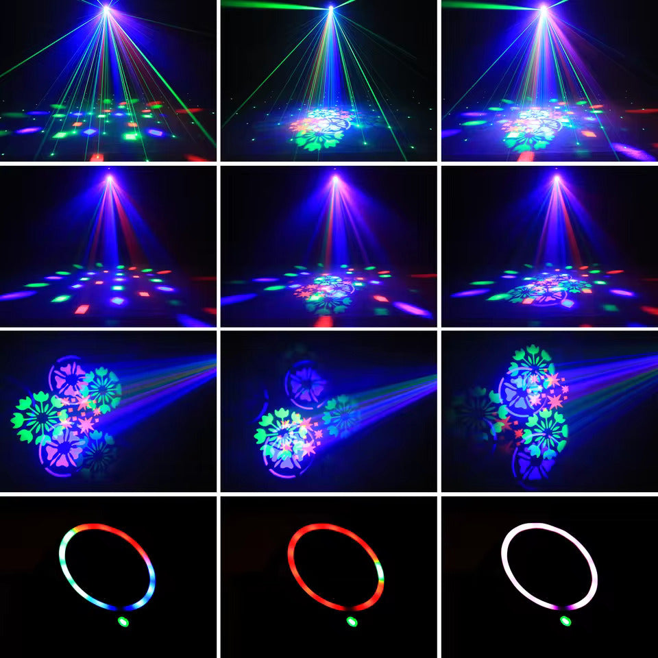 36W Partylicht, beweglicher Scheinwerfer mit Lichtstrahlmuster, RGB-Vollfarbe, DMX-Steuerung, Sprachsteuerungsmodus, Stroboskopeffekt, geeignet für DJs, Diskotheken, Familienfeiern und Weihnachten.
