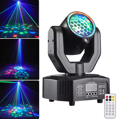 36W festlys, roterbart spot med lysstrålemønster, RGB fullfarge, DMX-kontroll, stemmestyringsmodus, stroboskop-effekt, egnet for DJs, diskotek, familieselskaper og jul.