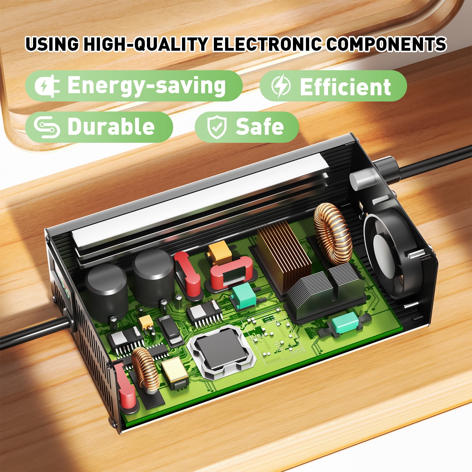 NOEIFEVO 72V 1A-20A Ström Justerbart Batteriladdare för Bly-Syra-Batterier, AGM, Gel, Golfvagns-Batteriladdare, LED-Display