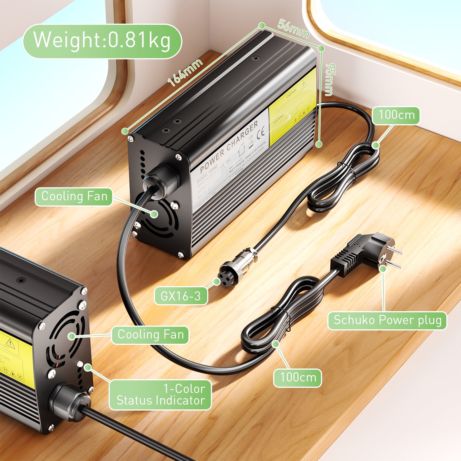 NOEIFEVO 4.2V 12A Lithium-Batterieladegerät für 3.7V 1S Lithium  Batterie, E-Bike Roller Elektrisches Gerät Motorrad Ladegerät.