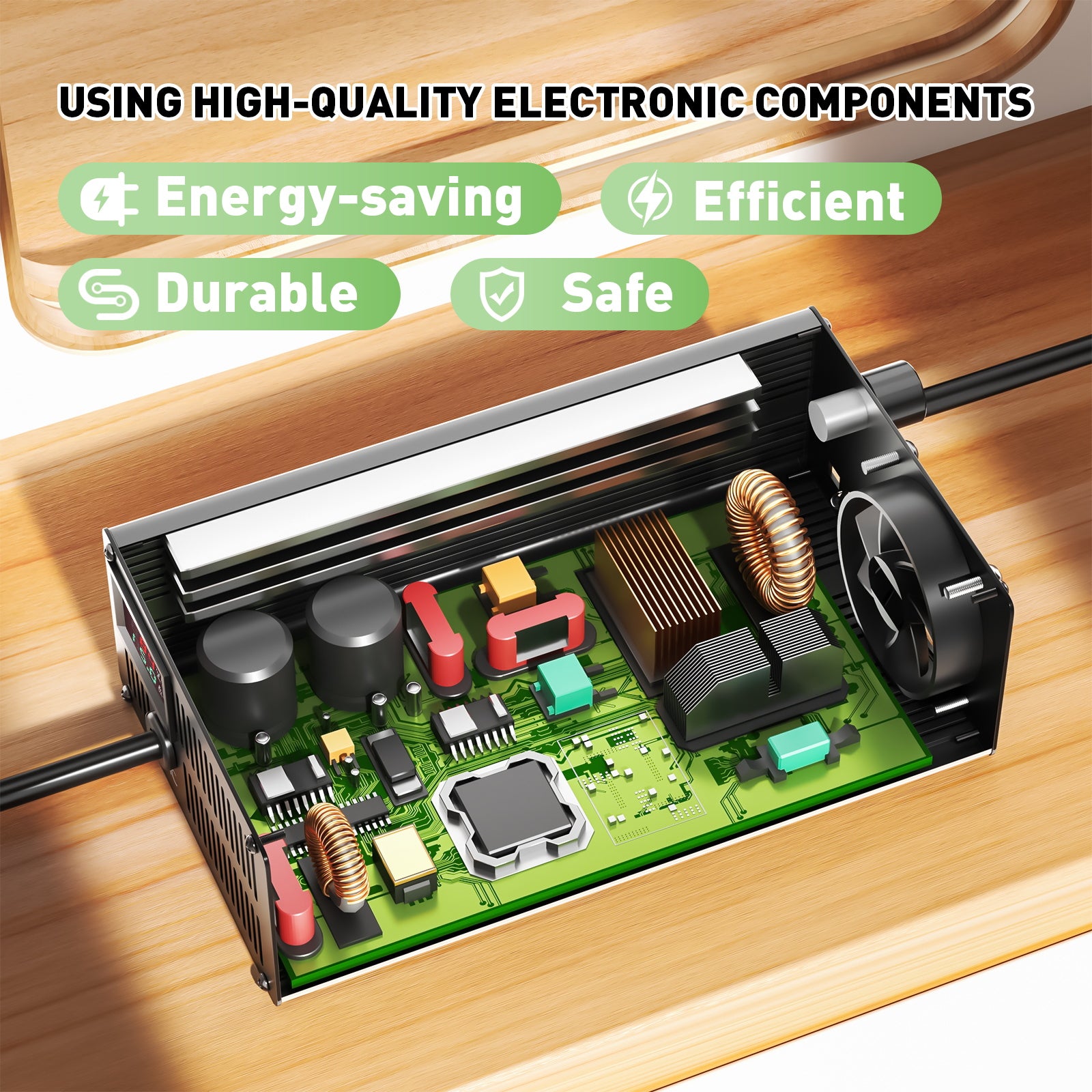 NOEIFEVO 84V 15A Loodzuurbatterij - Oplader, geschikt voor 84V 7S Loodzuurbatterijen, LCD-scherm, instelbare stroom.