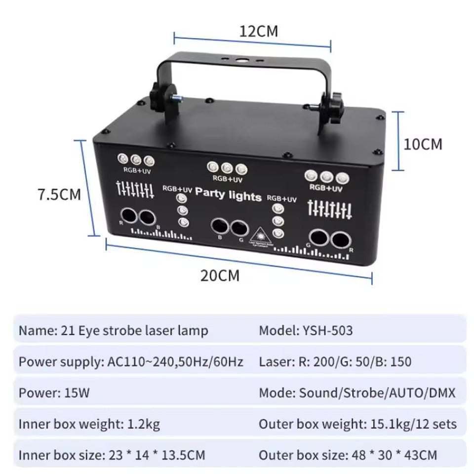 Discolys Partylys, LED RGB-lys DJ-projektor musikstyret DJ-discolys, DMX-effektstråler til KTV, familietræf, bryllup, fødselsdag, Halloween
