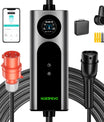 Noeifevo Type 2 Mobiele EV Wallbox, 11KW 3-fase CEE16A Instelbare Laadvermogen EV Lader, 5m/10m/15m EV Oplaadkabel voor Model Y/3, ID.3/4/5, MG4, EX30, e-up, e-tron, Zoe en andere EV's.
