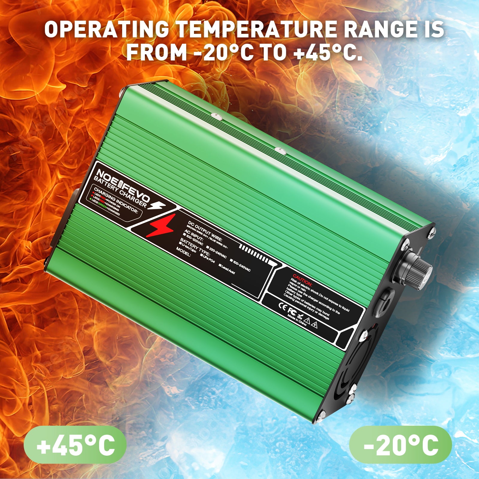 Caricabatterie Lithium NOEIFEVO 21V 2A 3A 4A 5A per batterie Li-Ion Lipo 5S 18.5V, ventola di raffreddamento, spegnimento automatico (VERDE)