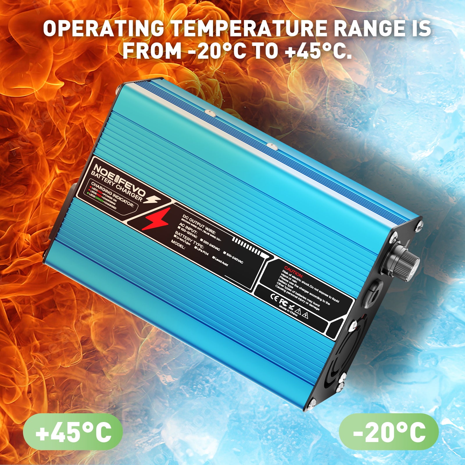 NOEIFEVO 29,2V 10A LiFePO4 Batteriladdare för 24V 25,6V 8S LiFePO4-batteri, automatisk avstängning, aluminiumhölje, med fläkt