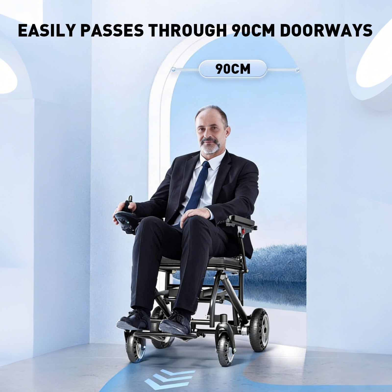 Sähköpyörätuoli – 13.6kg, 300W moottori, irrotettava litiumakku, elektromagneettinen jarru, 100kg kantavuus, kevyt sähköinen taitettava pyörätuoli, ihanteellinen matkoille & arkeen