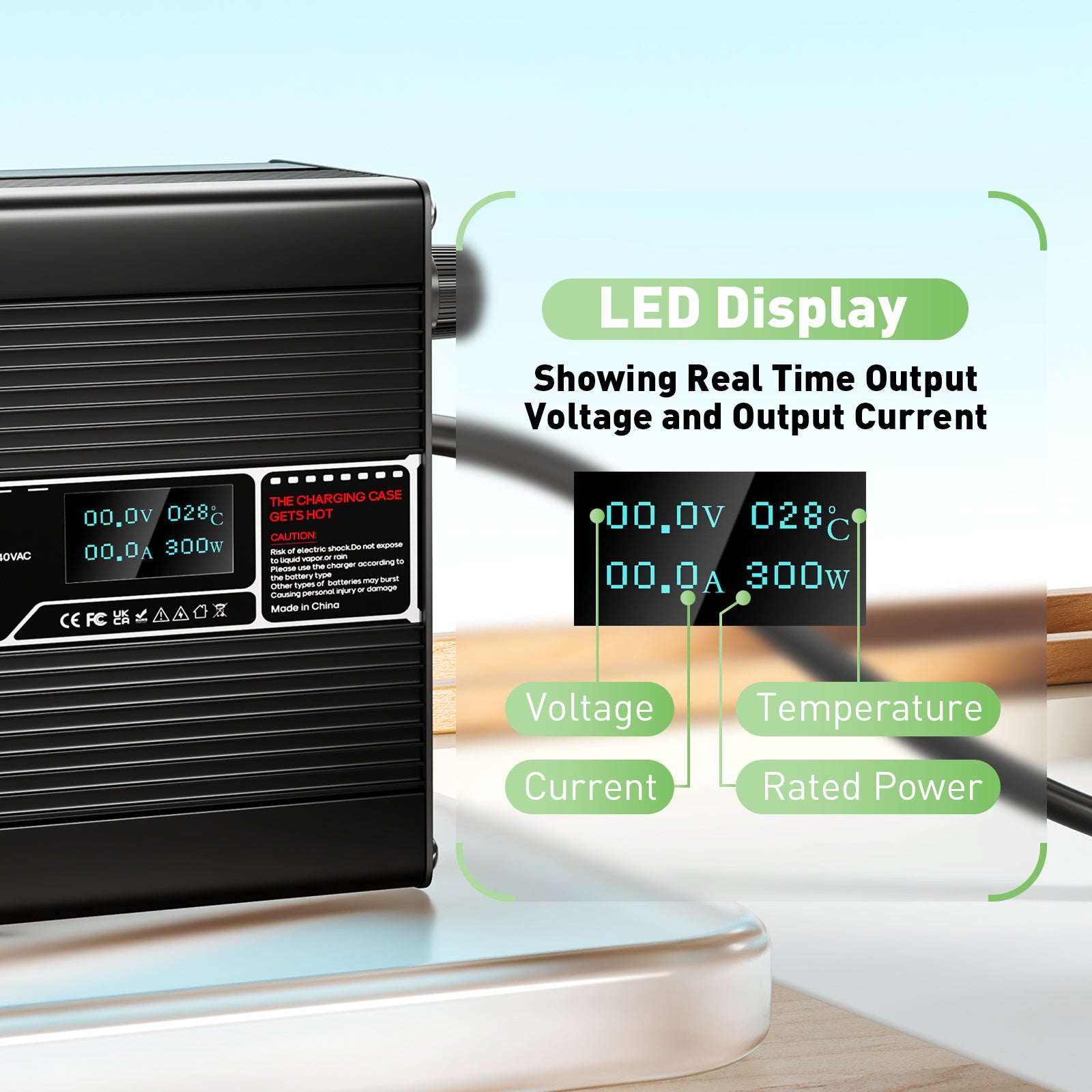 NOEIFEVO 54.6V 2A 2.5A 3A lithiumlader til 13S 48.1V Li-Ion Lipo-batterier, kølevifte, automatisk slukning (SORT)