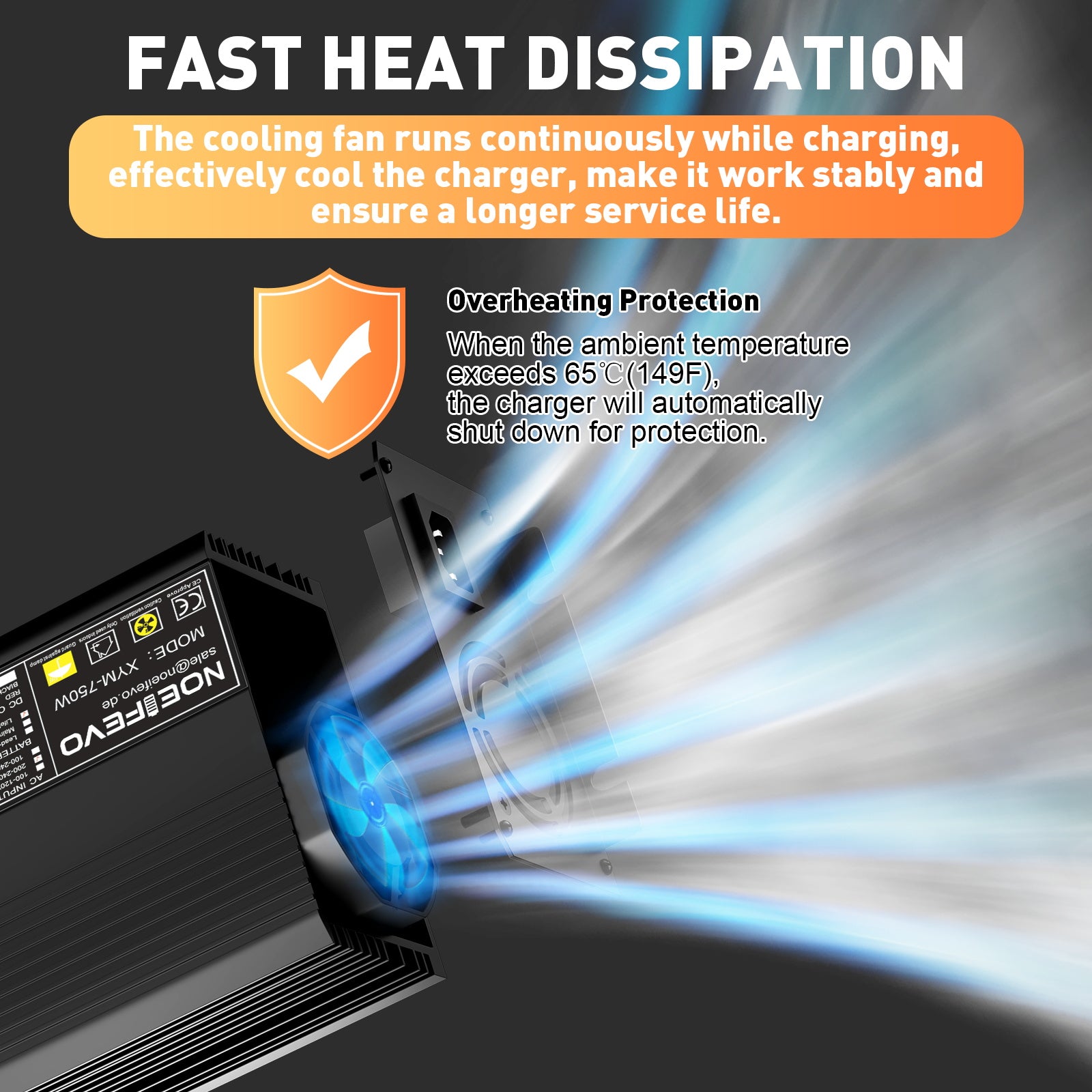 Noeifevo 14.6V 50A Snelle Lithium LiFePO4 Batterijlader voor 12V (12.8V) LiFePO4 Batterij, 0V BMS Activering, Automatische Uitschakeling met Volledige Bescherming