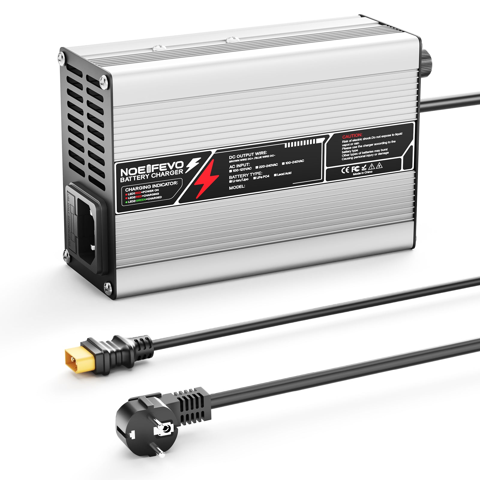 NOEIFEVO 54.6V 2A 2.5A 3A Lithium-Ladegerät für 13S 48.1V Li-Ion Lipo-Batterien, Kühlventilator, automatischer Abschaltung