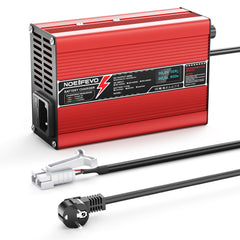 NOEIFEVO 54.6V 2A 2.5A 3A Caricabatterie al litio per batterie 13S 48.1V Li-Ion Lipo, con ventola di raffreddamento, spegnimento automatico (ROSSO)