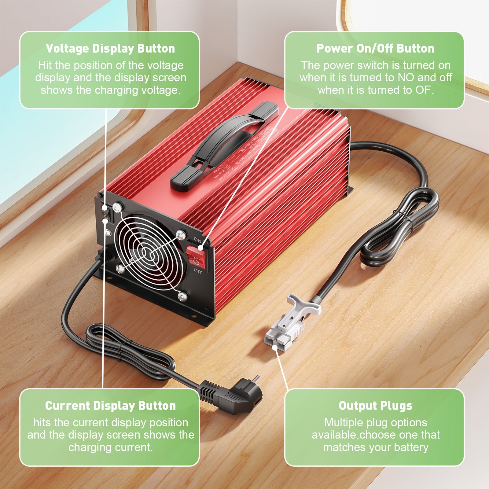 NOEIFEVO 54.6V 25A Litiumbatterilader for 48.1V (48V) 13S Litium-Li-Ion-Lipo-batteri, LCD-skjerm, justerbar strøm, lader for el-sykkel, scooter, elektrisk motorsykkel