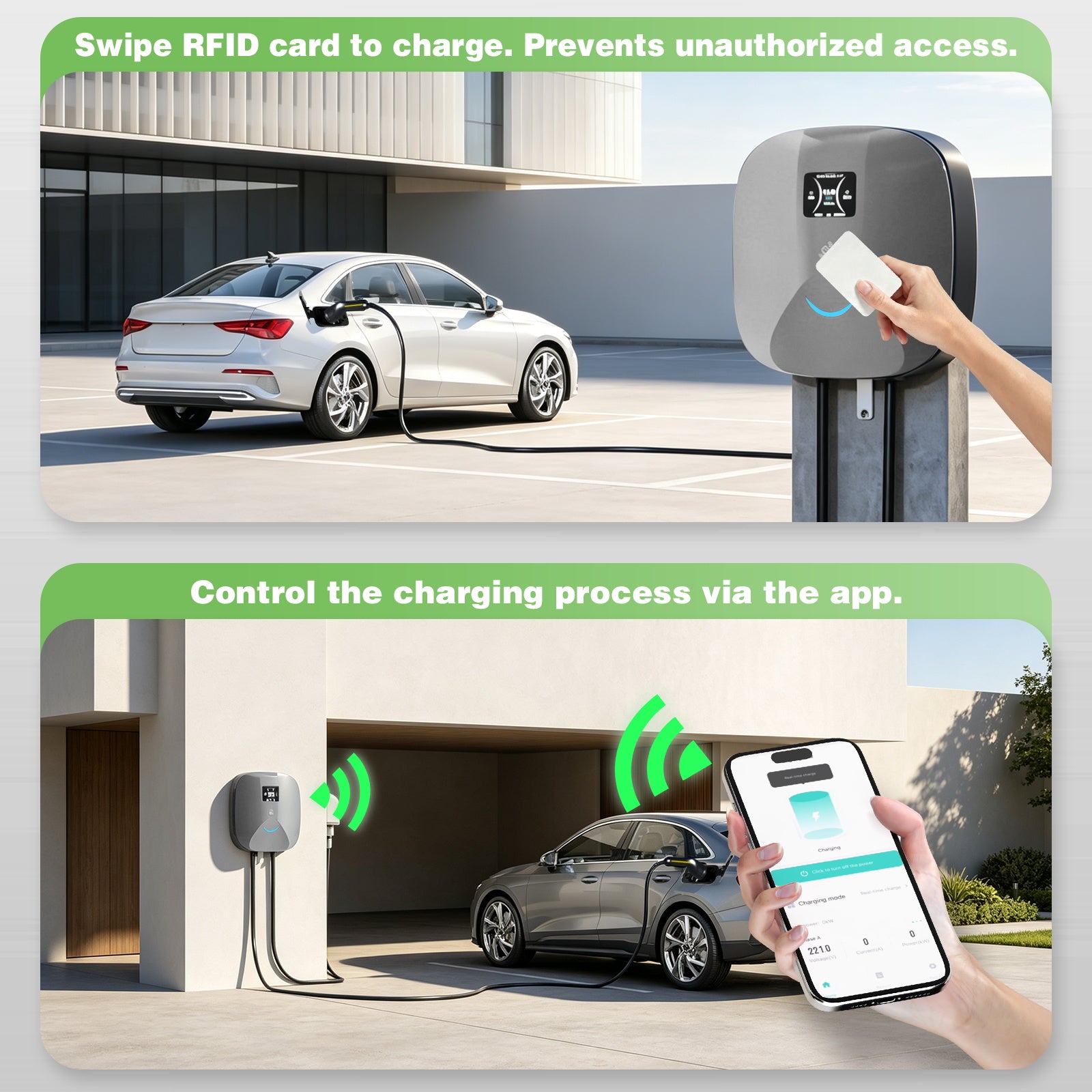 NOEIFEVO Wallbox 11kW mit APP & RFID – 3-Phasiges Typ 2 EV-Ladegerät 400V, 6–16 A, 5M Kabel mit Kabelhalter – RCD Typ B & IP67,Einstellung Startzeiteffiziente Ladestation für Zuhause für BEV PHEV