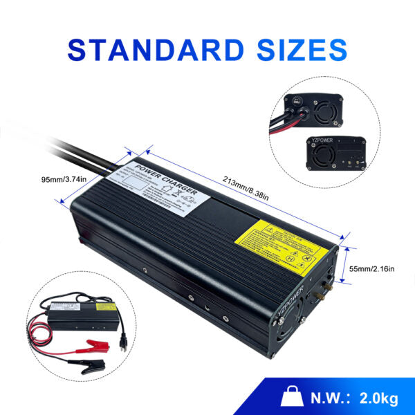 NOEIFEVO 54.6V 5A lithiumoplader til 13S 48V batteri, LED display, aluminiumshus, ventilator