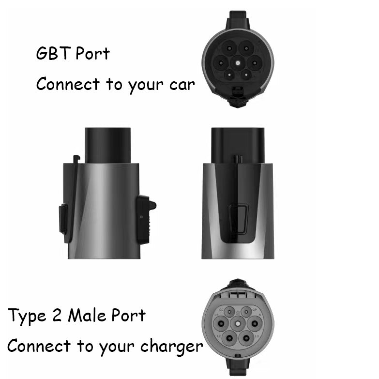 Adaptador Type2 para GB/T EV 22KW 32A para carregador Type2 EV para veículos elétricos chineses