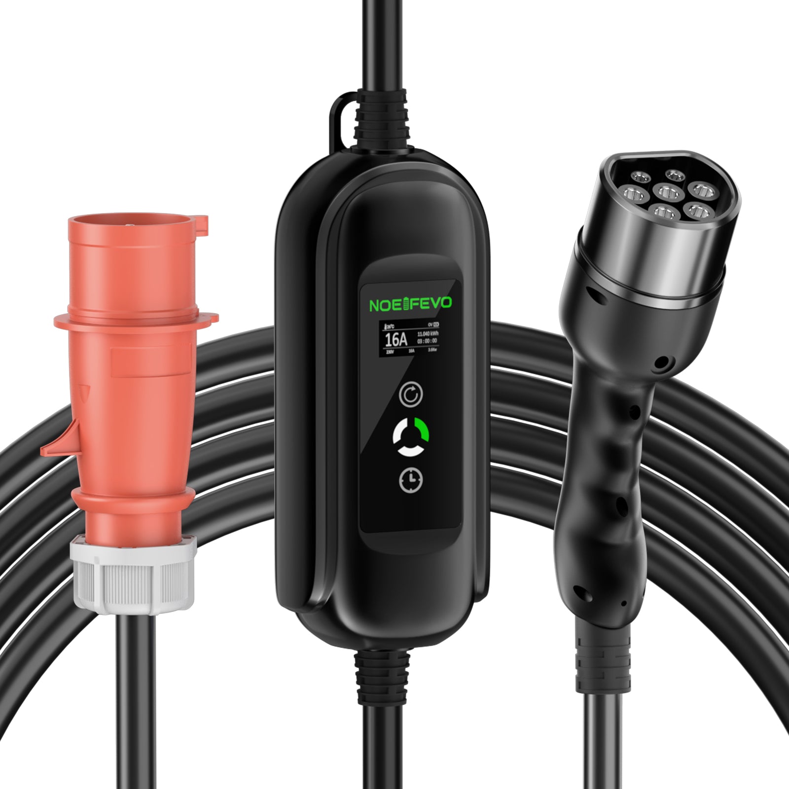 Noeifevo Type 2 Mobil EV Wallbox, 11KW 3-fas CEE16A Justerbar Laddningskraft EV-laddare, 5m/10m/15m EV-laddkabel för Model Y/3, ID.3/4/5, MG4, EX30, e-up, e-tron, Zoe och andra elbilar.
