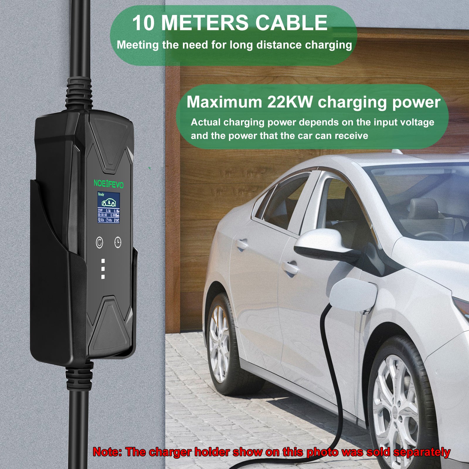 22KW 32A 3 fases Tipo 2 EV Wallbox com cabo de 10 metros, carregador rápido para veículos eléctricos, ficha CEE 32A