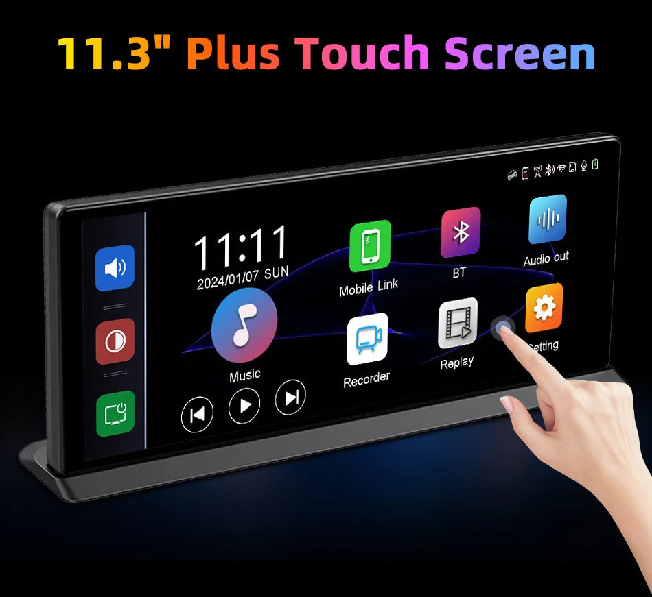 NOEIFEVO Pantalla inalámbrica de Carplay de 11,3 pulgadas actualizada para autos con cámara Dash 4K y cámara de reversa 1080p, soporte para Apple Carplay & Android Auto, radio para automóvil, navegación GPS/Enlace de espejo/control por voz/FM/Bluetooth