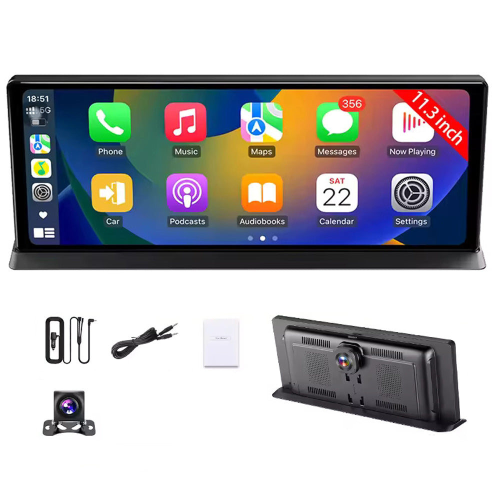 NOEIFEVO Tela Wireless Carplay Atualizada de 11,3 Polegadas para Carros com Dashcam 4K e Câmera de Ré 1080p, Suporte para Apple Carplay e Android Auto, Rádio de Carro com Navegação GPS/Link de Espelho/Controle por Voz/FM/Bluetooth.