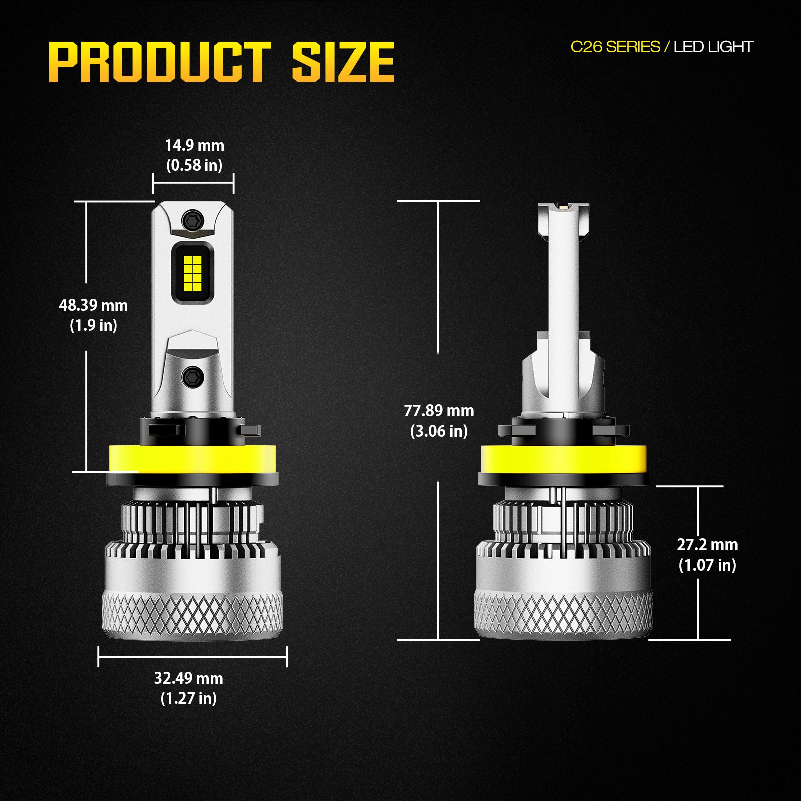 NOEIFEVO H11 Lámpara de Faros para Automóvil, 40.000 Lúmenes, 200W, 6500K Blanco, IP68 a Prueba de Agua, 100.000 Horas de Vida Útil, Luz Baja y Alta