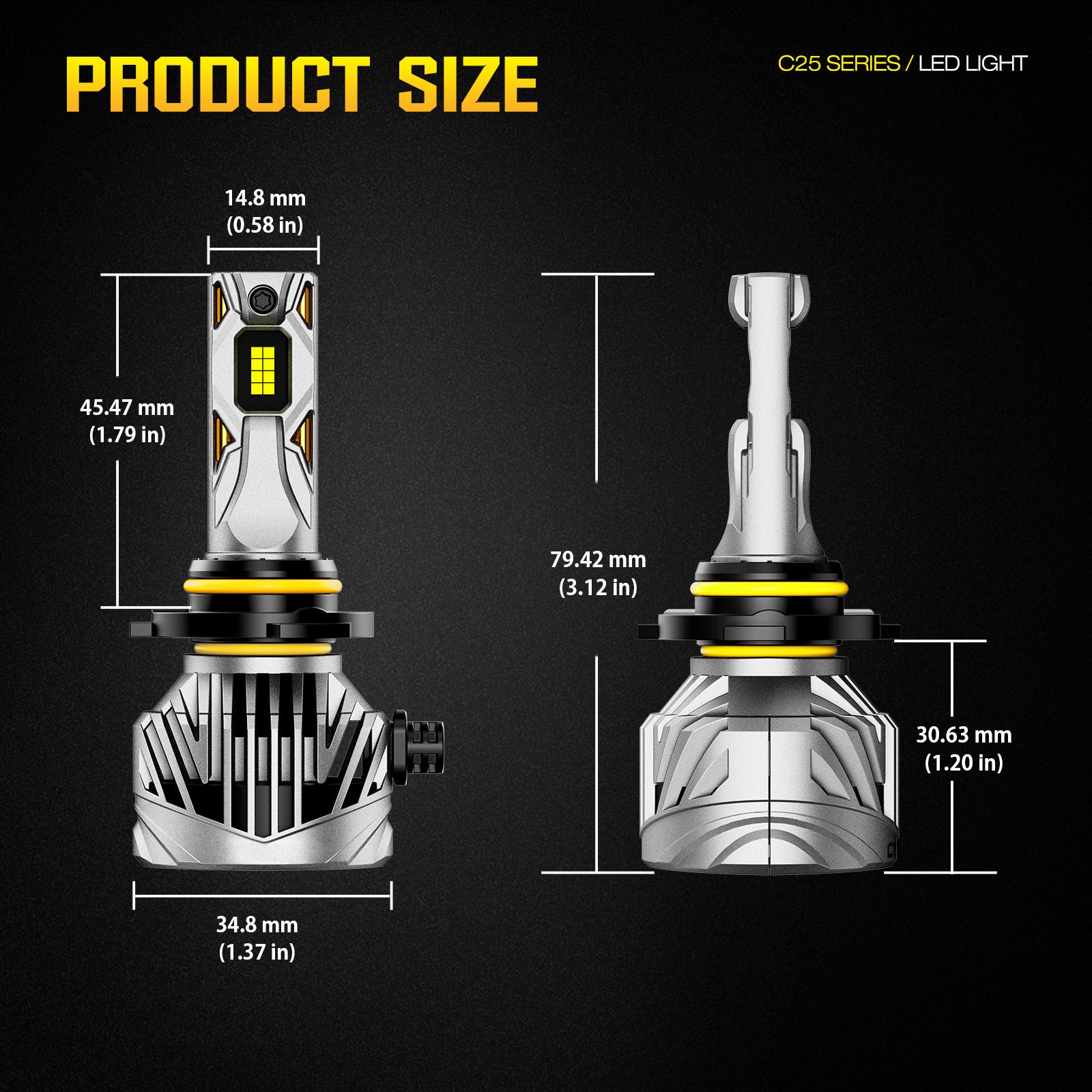 NOEIFEVO 9005 9006 9012 Bilstrålkastarlampa, 30 000 Lumen, 130W, 6500K Vit, IP68 Vattentålig, 100 000 timmars livslängd, Halvljus och Helljus