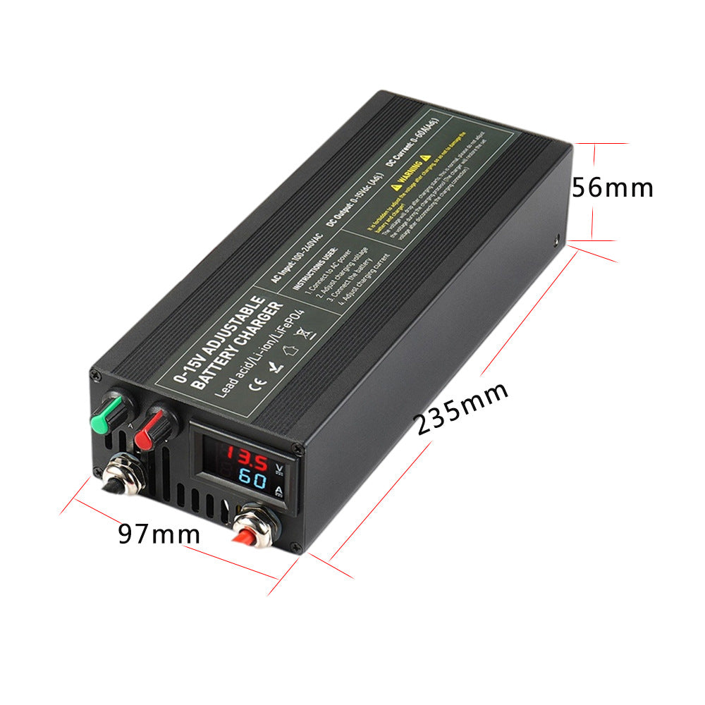 NOEIFEVO Instelbaar spannings- en stroombereik 0-15V 1-60A /85A batterijlader, compatibel met 3,7V 6V 12V lithium-, LiFePO4- en loodzuuraccu's