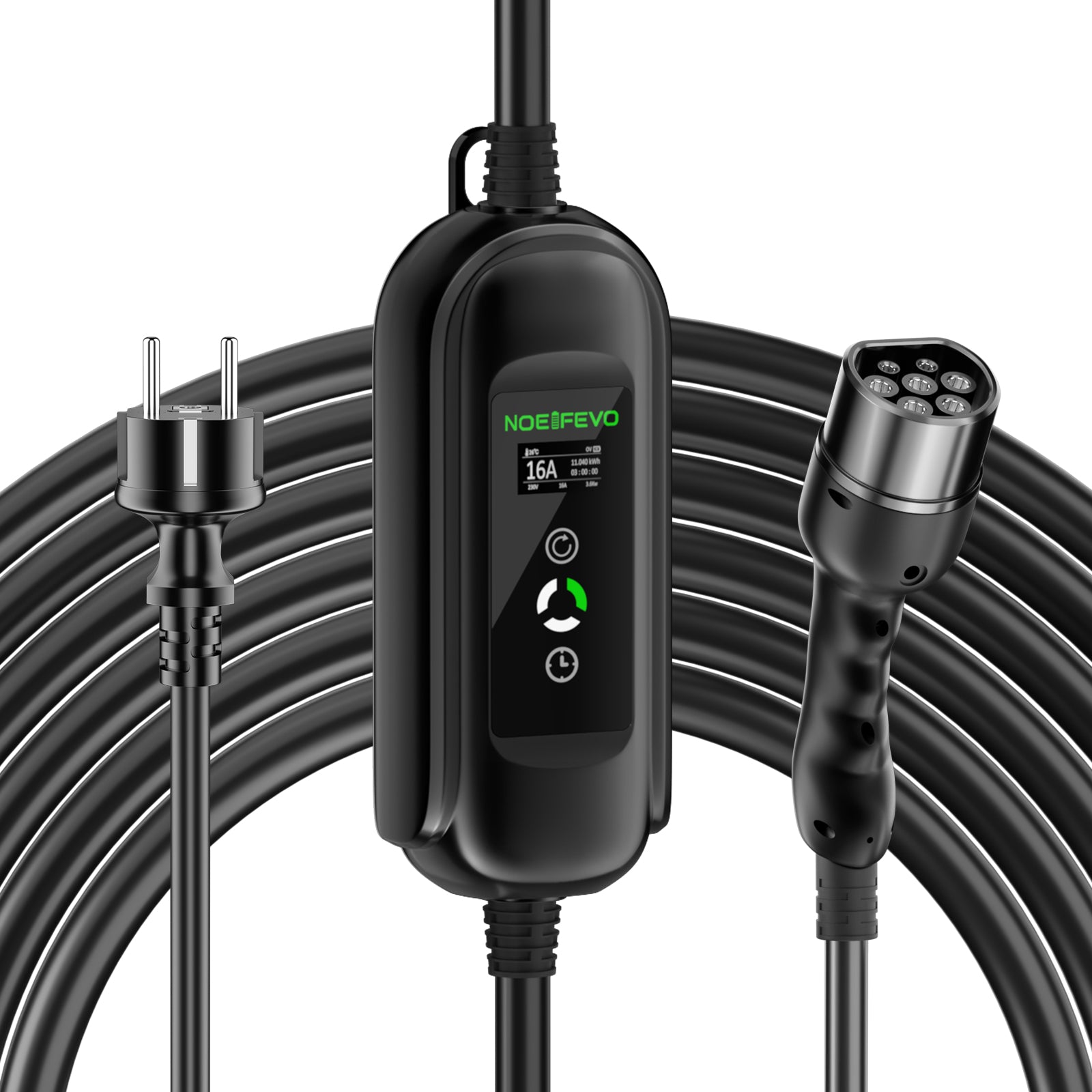 Noeifevo Portátil Tipo 2/Tipo 1 3.7KW 16A EV Cargador,  5m/10m/15m móvil EV Cable de carga con Schuko