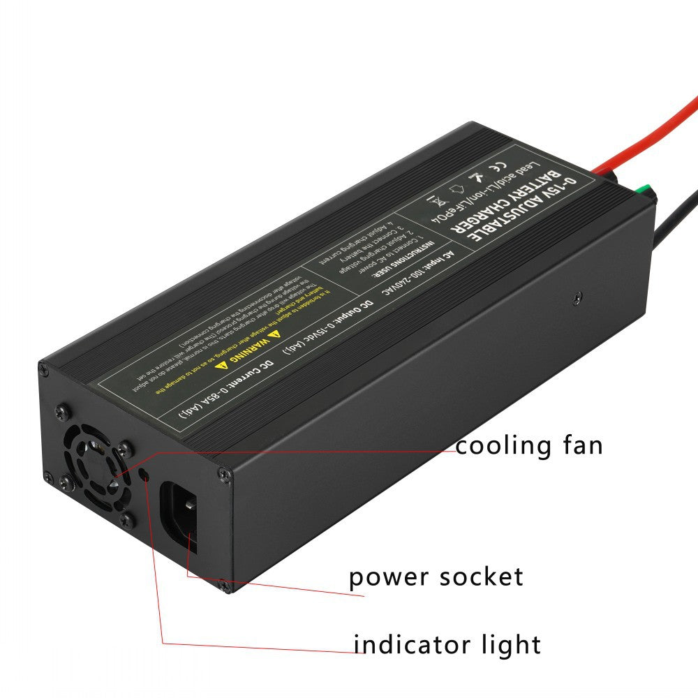 NOEIFEVO Nastavitelný rozsah napětí a proudu 0-15V 1-60A / 85A nabíječka baterií, kompatibilní s 3,7V 6V 12V lithiovými, LiFePO4 a olověnými bateriemi