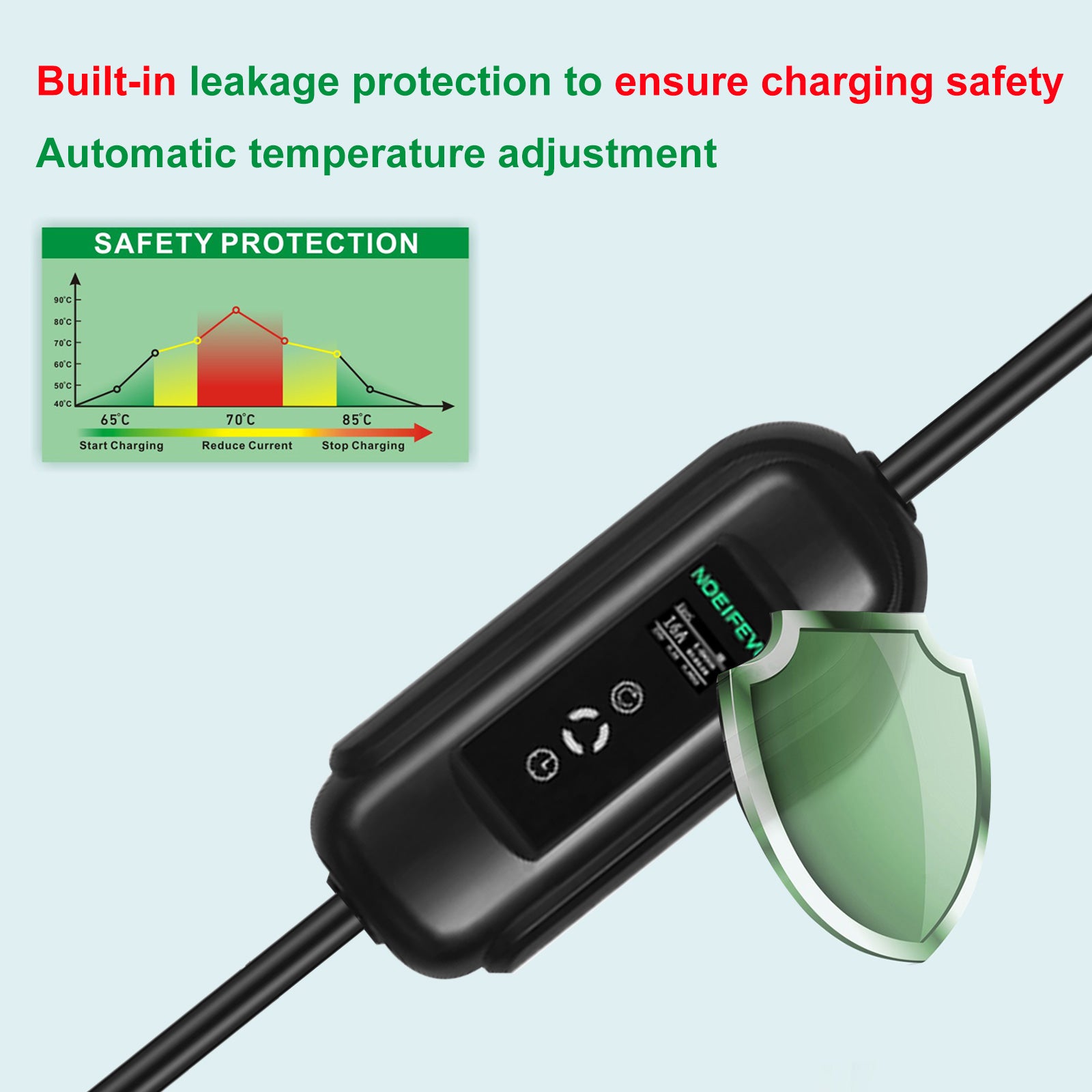 Noeifevo Portable Type1 3,6KW 16A EV-laddare, 5m/10m mobil EV-laddningskabel med Schuko