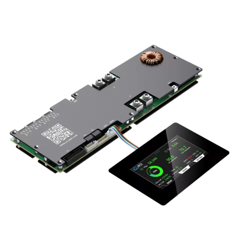 BMS baterii z wyświetlaczem 4,3 cala, inteligentny aktywny BMS 8S–16S 200A 24V–48V Li-Ion/LiFePO4/LTO, 2A balansator energii baterii z Bluetooth, CAN/RS485