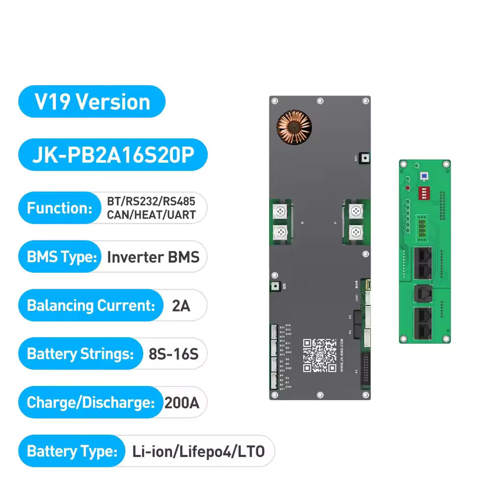 BMS baterii z wyświetlaczem 4,3 cala, inteligentny aktywny BMS 8S–16S 200A 24V–48V Li-Ion/LiFePO4/LTO, 2A balansator energii baterii z Bluetooth, CAN/RS485