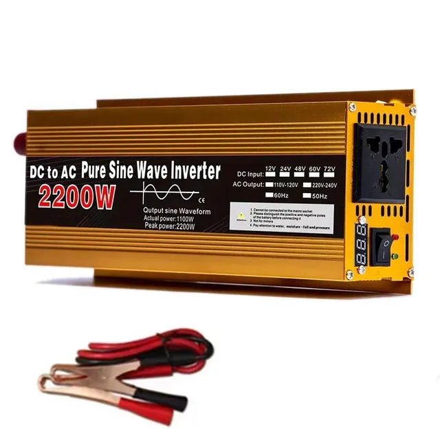 Invertor 12V až 220V Pure Sine Wave 1600W 2200W 3000W Power Inverter EU nabíjecí zásuvka s LED displejem