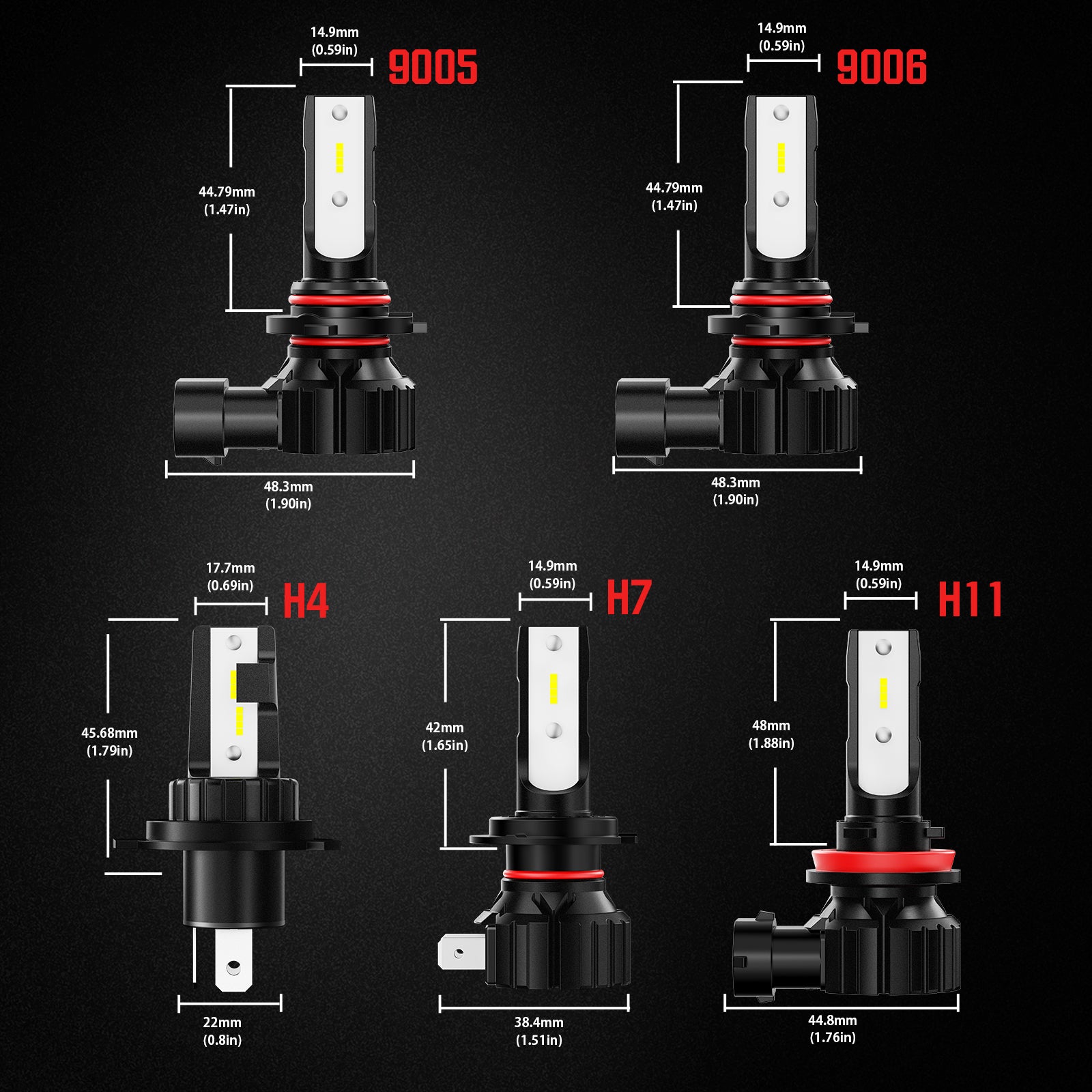 NOEIFEVO H7 H11 H4 9005 9006 Lâmpada de Farol para Carro, 50W 10000 Lúmens, 6500K Branca, 50.000 Horas de Vida Útil, Farol Baixo e Farol Alto