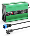 מטען ליתיום NOEIFEVO 33.6V2A 3A 4A 5A עבור סוללות 8S 29.6V Li-Ion Lipo, מאוורר קירור, כיבוי אוטומטי (ירוק).