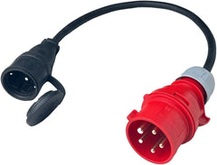 CEE 16A enchufe de alta corriente sobre acoplamiento Schuko 230V cable de manguera de goma IP44