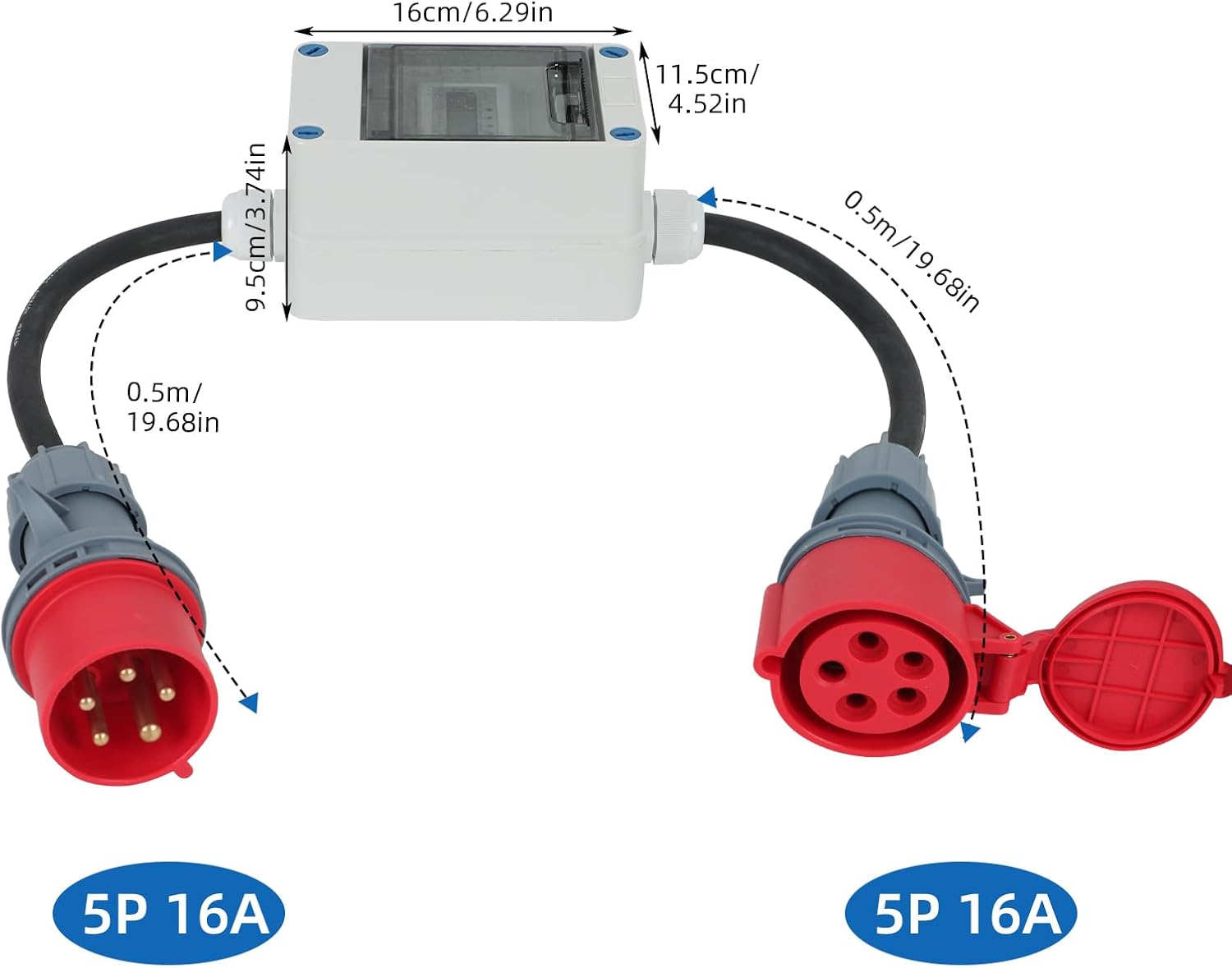 תיבת מד כוח נייד NOEIFEVO, מחבר ושקע 5G 2.5 CEE16A/CEE32A 5P, מד ביניים לקרוואנים, רכבים חשמליים, קמפינג, רכבים חשמליים או עסקים